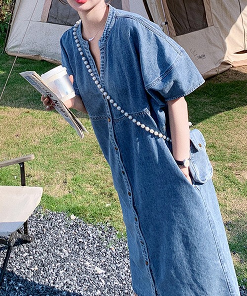 「Girly Doll」 半袖ワンピース F ブルー レディース_画像6