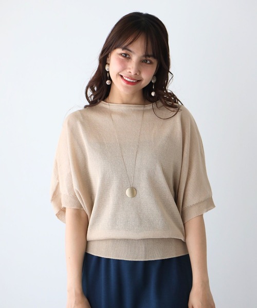 「Ehre style」 半袖ニット FREE ブルー レディース_画像7