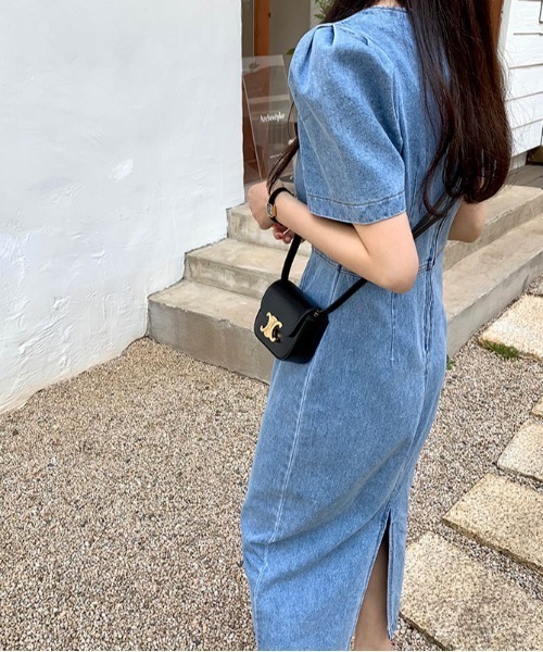 「FREE STYLISTS」 半袖ワンピース M ライトブルー レディース_画像5