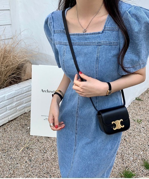 「FREE STYLISTS」 半袖ワンピース M ライトブルー レディース_画像6