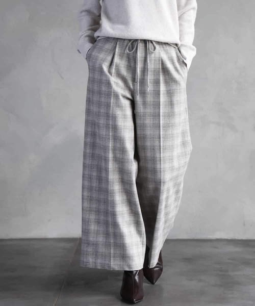 MICHEL KLEIN（ミッシェルクラン） パンツ 2WAYストレッチチェック