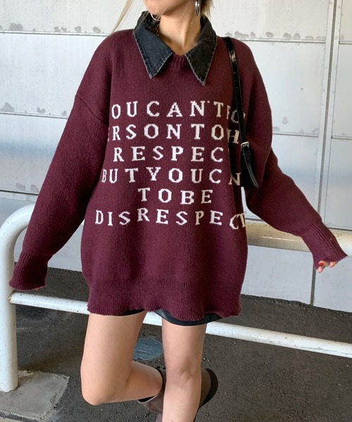 non-hedge（ノンヘッジ） ニット セーター 襟デニム切替ロゴニット