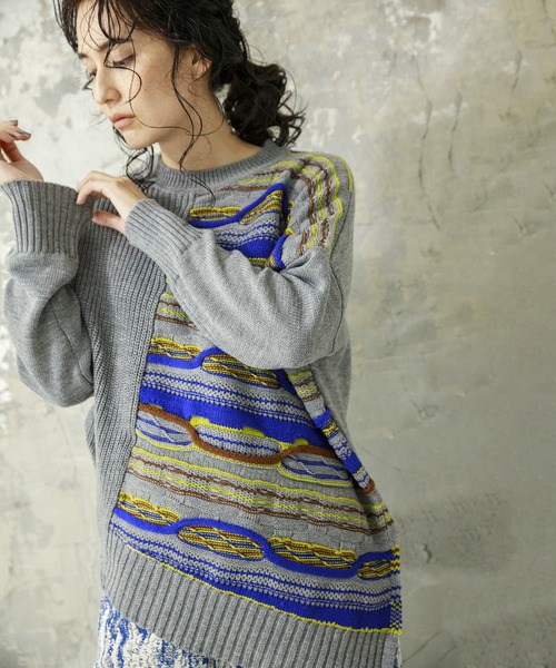 「OSMOSIS」 「loaf」長袖ニット ONE SIZE グレー レディース_画像6