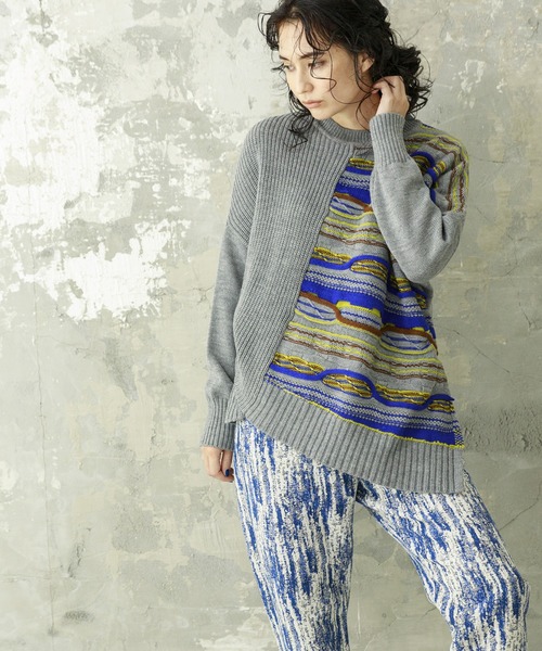 「OSMOSIS」 「loaf」長袖ニット ONE SIZE グレー レディース_画像7
