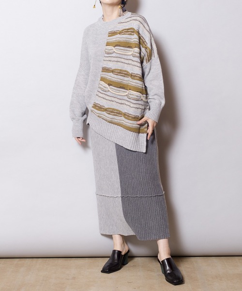 「OSMOSIS」 「loaf」長袖ニット ONE SIZE グレー レディース_画像9