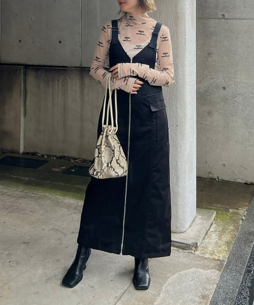 「ECRIRE」 サロペットスカート M カーキ レディース_画像7