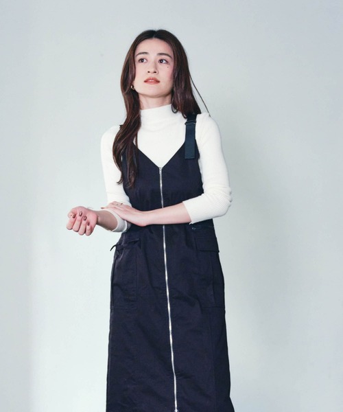 「ECRIRE」 サロペットスカート M カーキ レディース_画像9