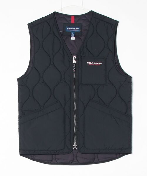90s ポロラルフローレン ベスト キルティング ブラック 48043* ポロ・ラルフローレン キルティングベスト メンズ SIZE M (M) POLO