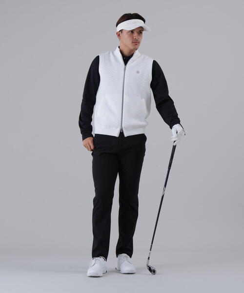 ST ANDREWS メンズブラック ジップアップベスト St ANDREWS ベスト ジレ 「St ANDREWS」裏地付きジップアップニット
