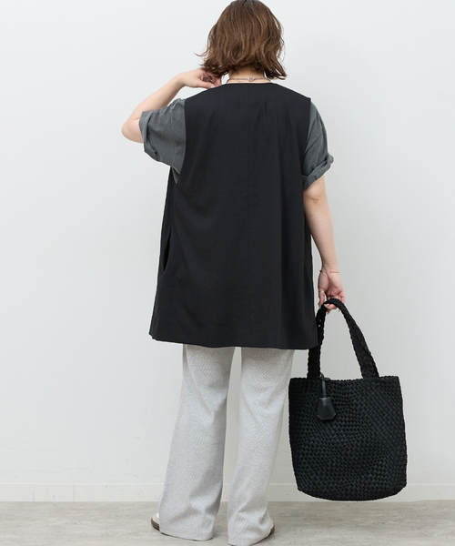 パンツ リブジャージーフレアパンツ レディース_13