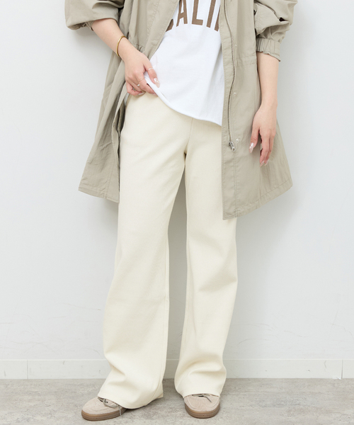 パンツ リブジャージーフレアパンツ レディース_20