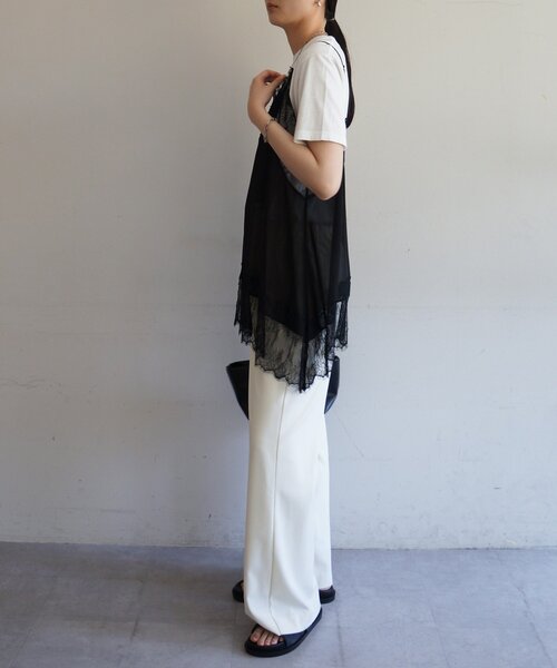 【新品未使用】ラウンジドレス　レースキャミ　アイボリー Loungedress（ラウンジドレス） キャミソール レースシフォンキャミ