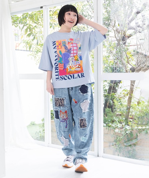 ScoLar（スカラー） tシャツ 161630：スカラールーム柄Tシャツ