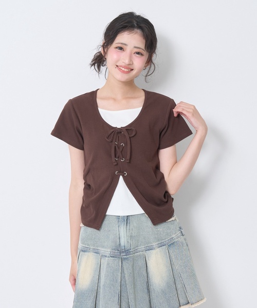 LOVETOXIC tシャツ 「新色入荷♪」レースアップテレコ半袖T キッズ 