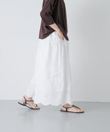 かぐれ ワイドパンツ パンツ エンブロイダリーギャザーパンツ