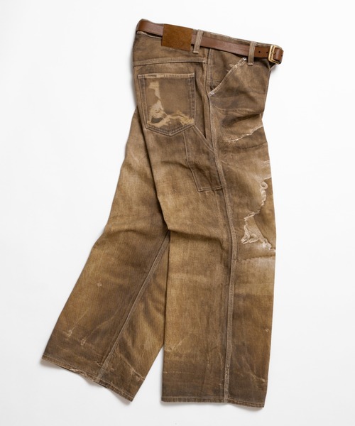 soerte ジーンズ Trompe-l'oeil Distressed Denim Pants