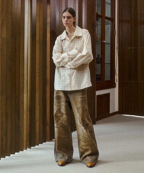 soerte ソエルテ トロンプルイユディストレストデニムパンツ soerte ジーンズ Trompe-l'oeil Distressed Denim Pants