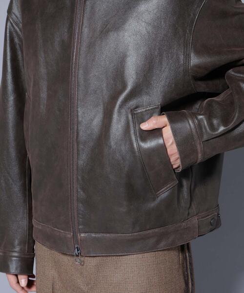 革ジャン ライダース 「ASSEMBLANC」 ディストレスシープバルーンボンバージャケット メンズの画像