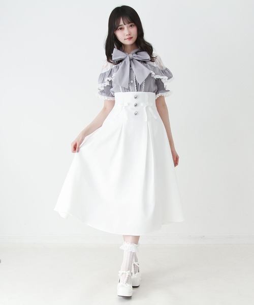 DearMyLove ブラウス シャツ 上品レースフリルボウタイリボンブラウス