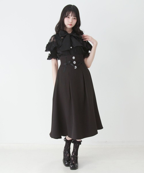 DearMyLove ブラウス シャツ 上品レースフリルボウタイリボンブラウス