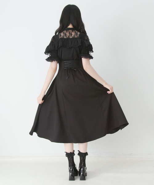 DearMyLove ブラウス シャツ 上品レースフリルボウタイリボンブラウス