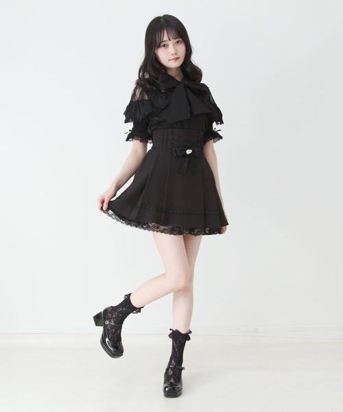 DearMyLove ブラウス シャツ 上品レースフリルボウタイリボンブラウス