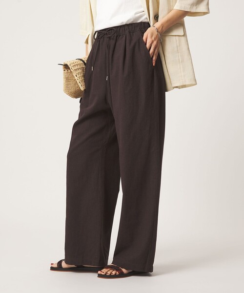 ワイドパンツ パンツ 「size SHORT/TALLあり」BREEZE LINEN ブリーズリネン ワイド パンツ レディースの画像