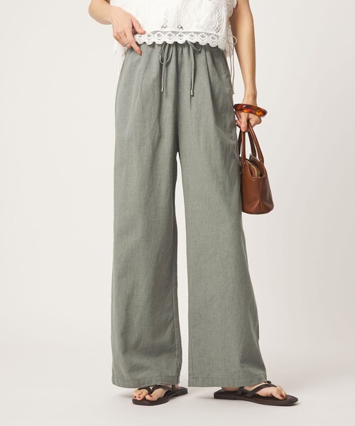 ワイドパンツ パンツ 「size SHORT/TALLあり」BREEZE LINEN ブリーズリネン ワイド パンツ レディースの画像