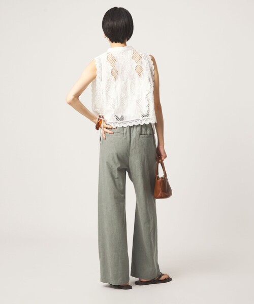 ワイドパンツ パンツ 「size SHORT/TALLあり」BREEZE LINEN ブリーズリネン ワイド パンツ レディースの画像
