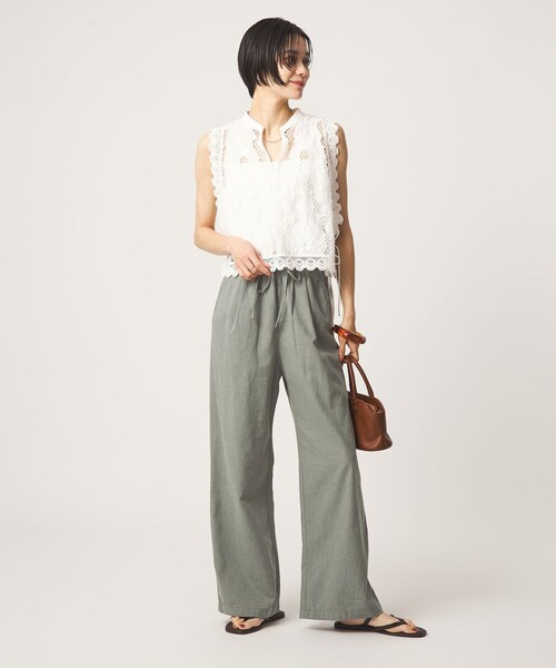 ワイドパンツ パンツ 「size SHORT/TALLあり」BREEZE LINEN ブリーズリネン ワイド パンツ レディースの画像