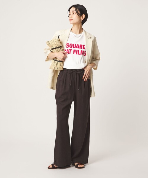 ワイドパンツ パンツ 「size SHORT/TALLあり」BREEZE LINEN ブリーズリネン ワイド パンツ レディースの画像