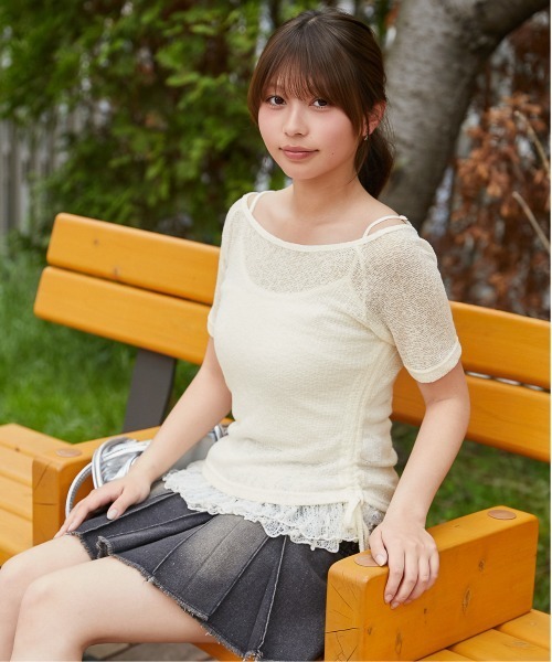 tシャツ 「裾レース×レイヤードSET」アンサンブルカットソー／Y2K