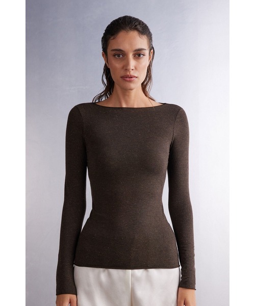 「Intimissimi」 長袖カットソー M ブラック レディース_画像2