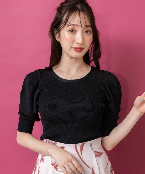 「NOELA」 半袖ニット フリー ベージュ レディース_画像2