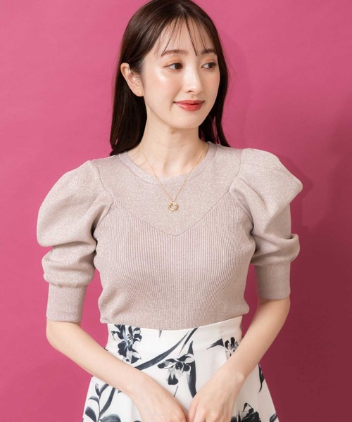 「NOELA」 半袖ニット フリー ベージュ レディース_画像6