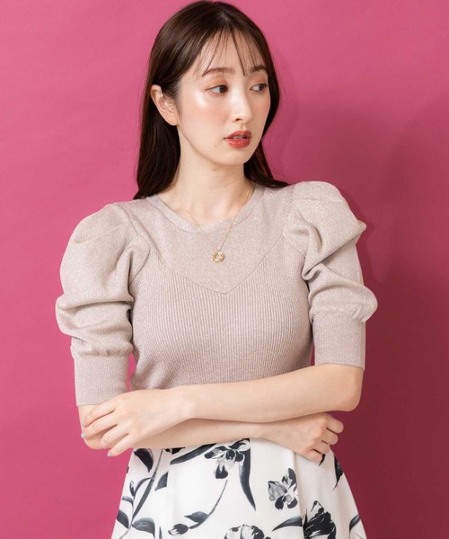 「NOELA」 半袖ニット フリー ベージュ レディース_画像7