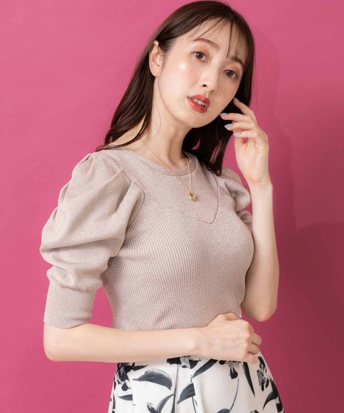 「NOELA」 半袖ニット フリー ベージュ レディース_画像8