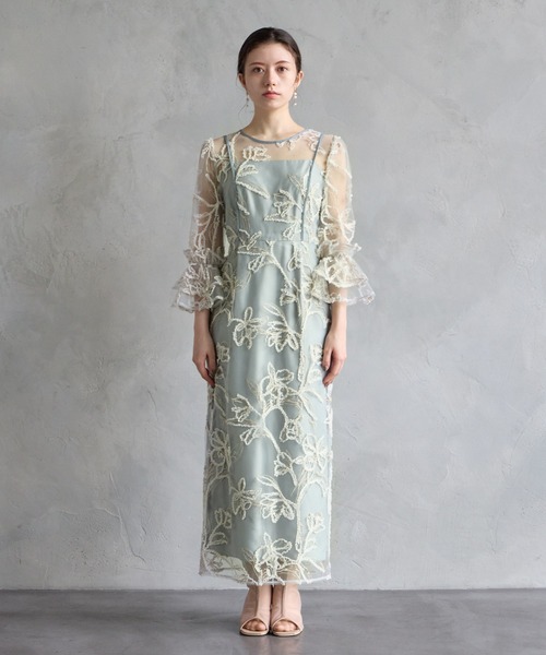 「AIMER」 7分袖ワンピース LARGE ブラック レディース_画像8