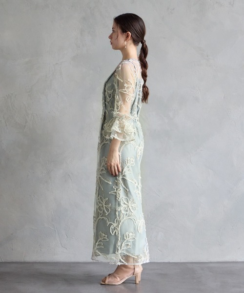 「AIMER」 7分袖ワンピース LARGE ブラック レディース_画像9