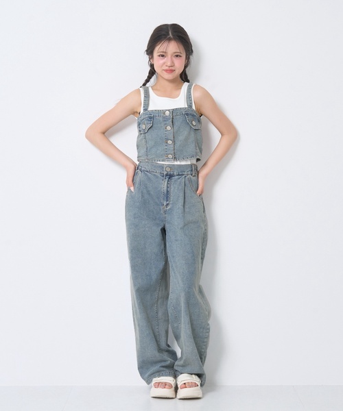 セットアップ 「LTXC/接触冷感」デニムパンツビスチェセット キッズ 子供服 女の子の画像