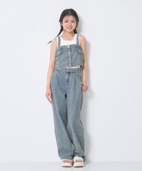 セットアップ 「LTXC/接触冷感」デニムパンツビスチェセット キッズ 子供服 女の子の画像