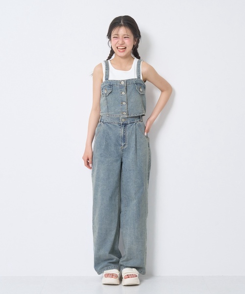 セットアップ 「LTXC/接触冷感」デニムパンツビスチェセット キッズ 子供服 女の子の画像