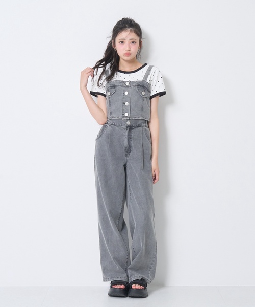 セットアップ 「LTXC/接触冷感」デニムパンツビスチェセット キッズ 子供服 女の子の画像
