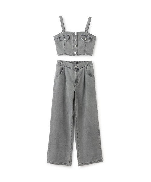 セットアップ 「LTXC/接触冷感」デニムパンツビスチェセット キッズ 子供服 女の子の画像