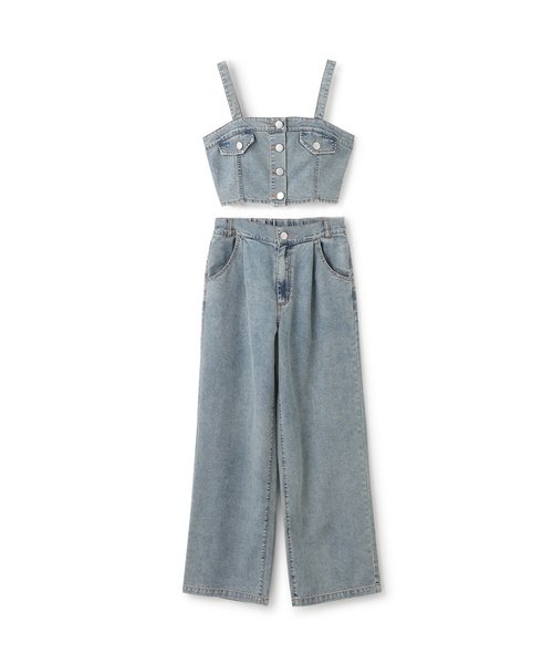 セットアップ 「LTXC/接触冷感」デニムパンツビスチェセット キッズ 子供服 女の子の画像