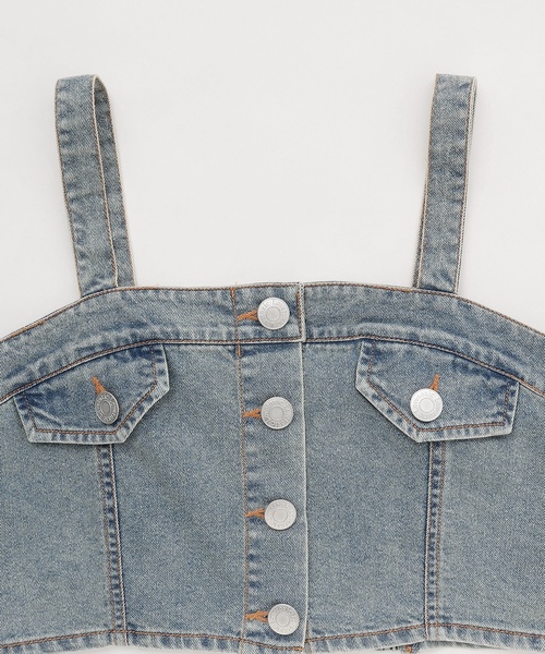 セットアップ 「LTXC/接触冷感」デニムパンツビスチェセット キッズ 子供服 女の子の画像