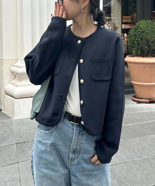 「fredy emue」 ニットカーディガン 38 レッド レディース_画像3