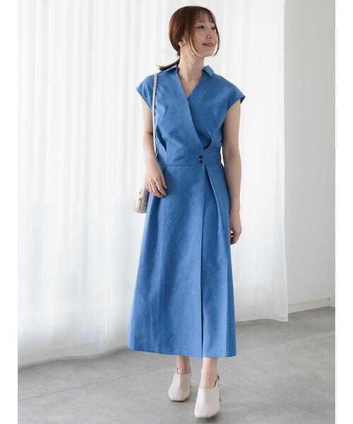 「Te chichi TERRASSE」 ノースリーブワンピース F ブルー レディース_画像3