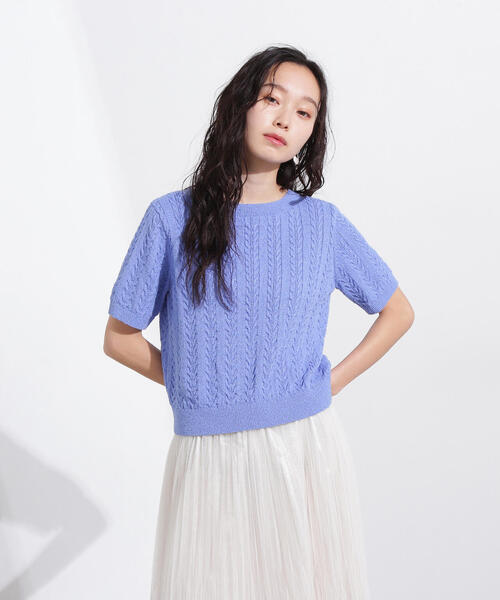 「N.(N. Natural Beauty Basic)」 半袖ニット MEDIUM ブルー レディース_画像6