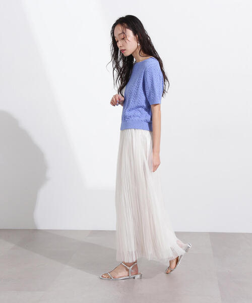「N.(N. Natural Beauty Basic)」 半袖ニット MEDIUM ブルー レディース_画像7